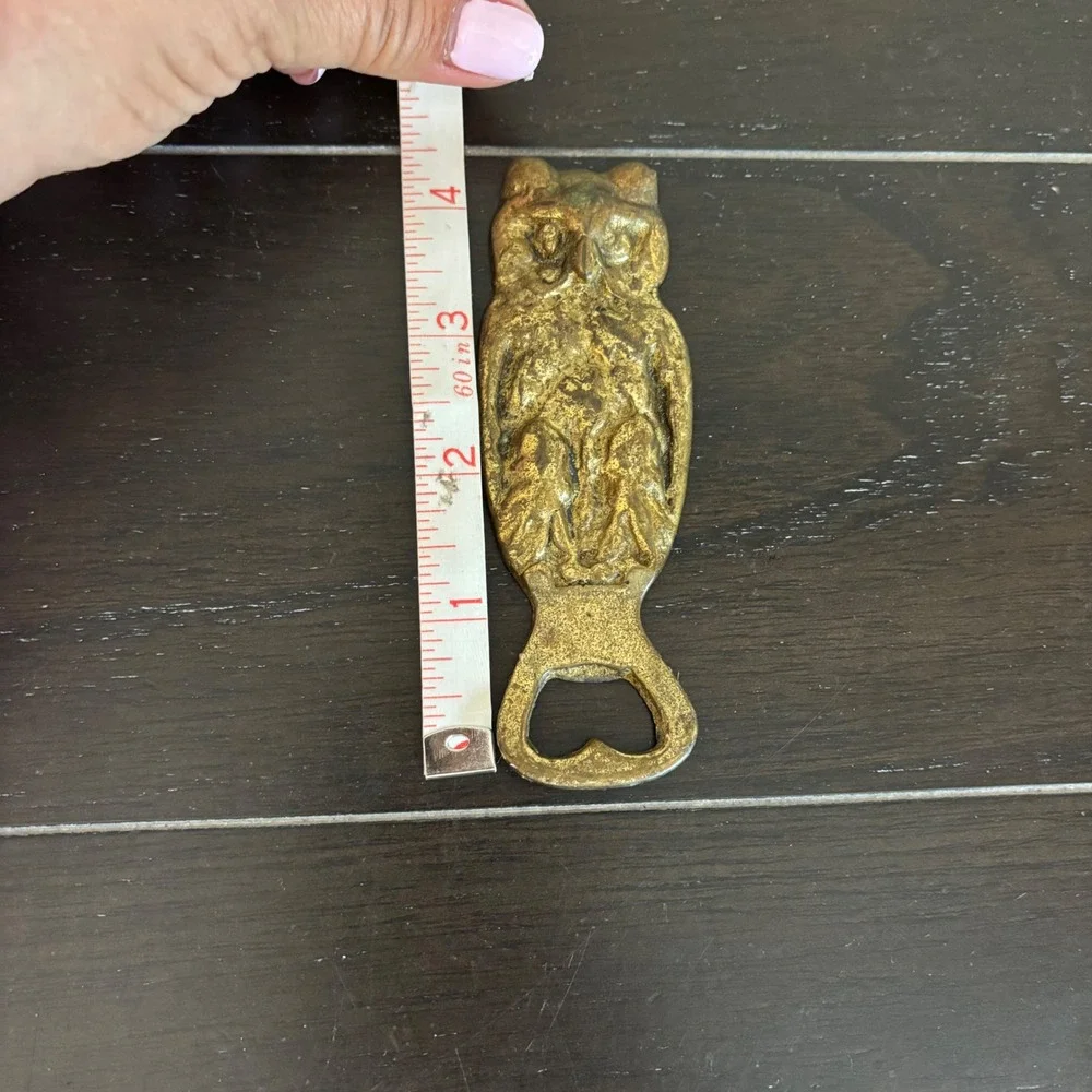 Vintage Brass Owl Bottle Opener | Bar Tool | Antiqued Gold Finish | 4.25